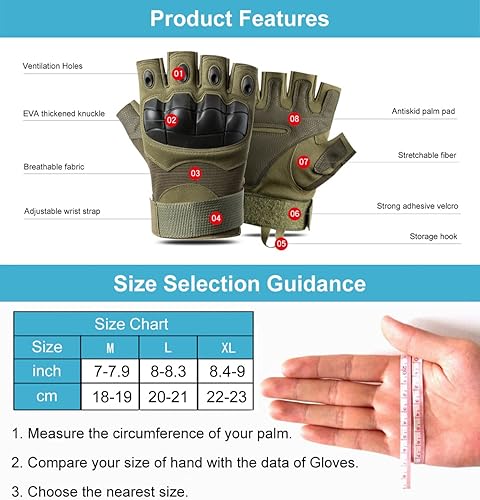 Miniatura 7 de Guantes de exterior sin dedos para hombre, guantes de conducción, senderismo, ciclismo y motocicleta