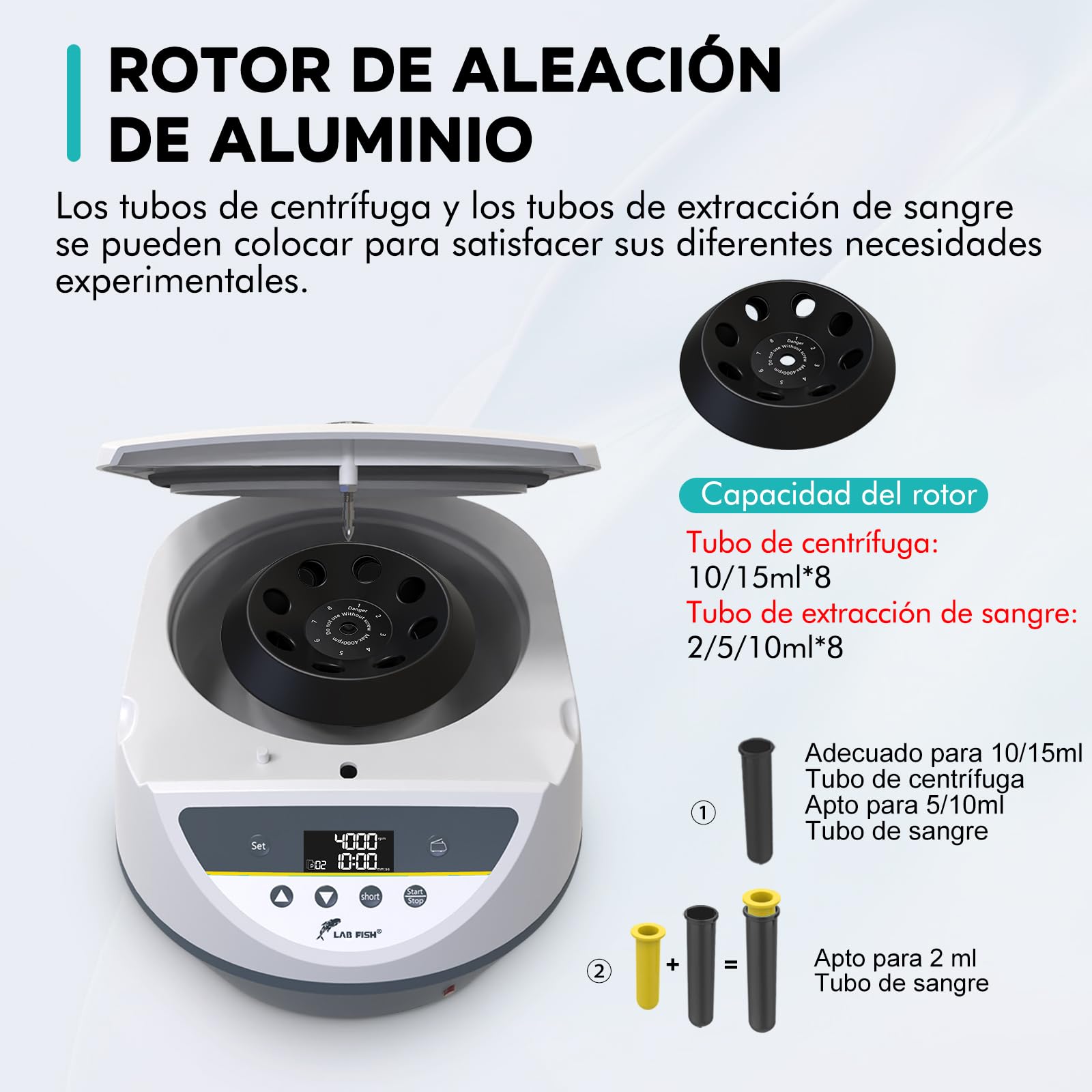 LABFISH Centrifugadora Plasma de Laboratorio PRP 8 Tubos 500-5000r/min 3074xg RCF