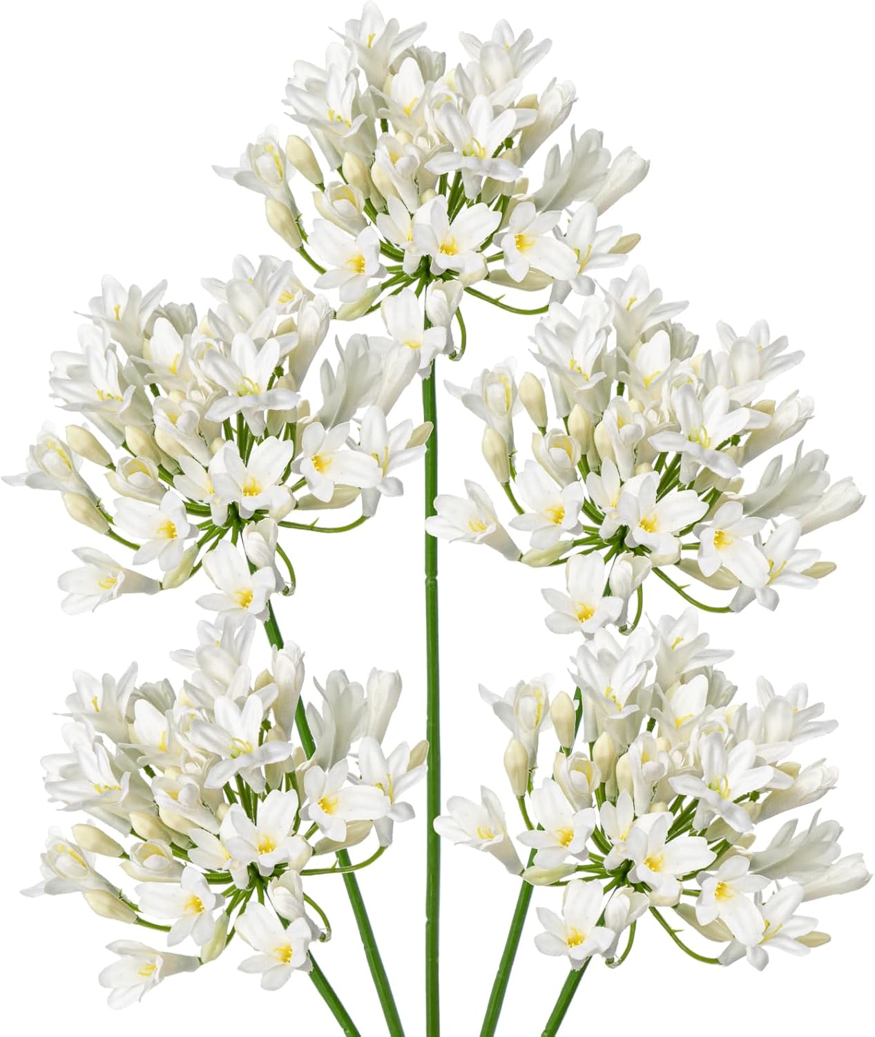 Briful 5PCS 30″ Tall Artificial Flowers Agapanthus Silk Flowers White Artificial Flowers for Decoration, 77cm Fake Agapanthus Flowers Stem for Home Kitchen Decor