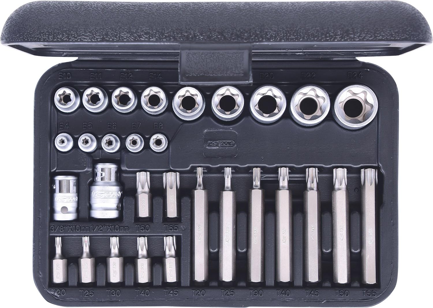 KS Tools 911.4301-2 Coffret de douilles et d'embouts 14 Torx percé 30 mm et 75 mm 30 pièces