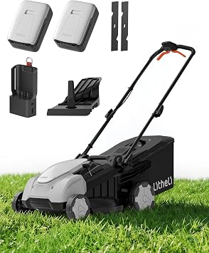 Litheli 18" Cordless Lawn Mower, 2 x 8.0Ah Battery Powered Lawn Mower