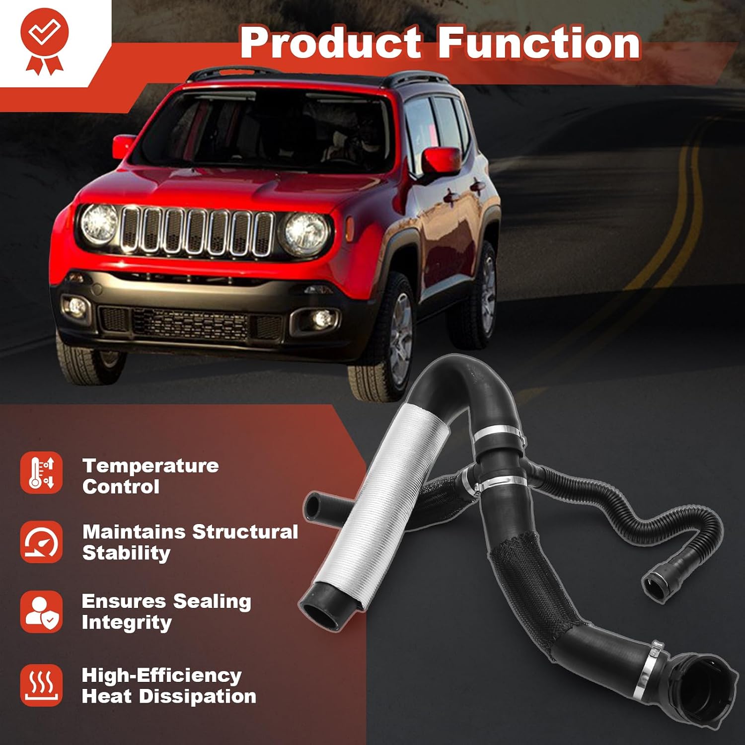 GlobalPrince Upper Engine Radiator Coolant Hose 68440687AA Compatible with Jeep Renegade 2015-2021 1.3L 2.4L Replace 68246569AA 68246567AA