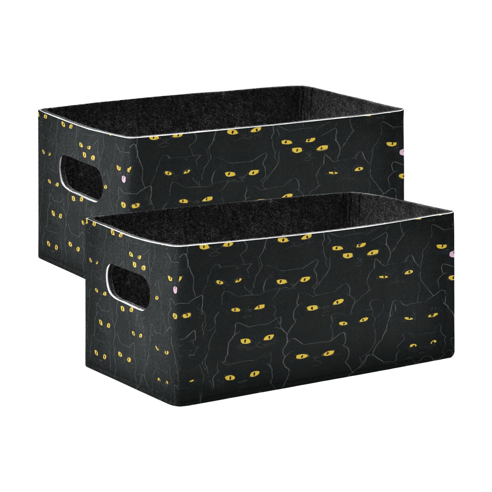 Panier de rangement pour chat noir pliable pour placard et jouets