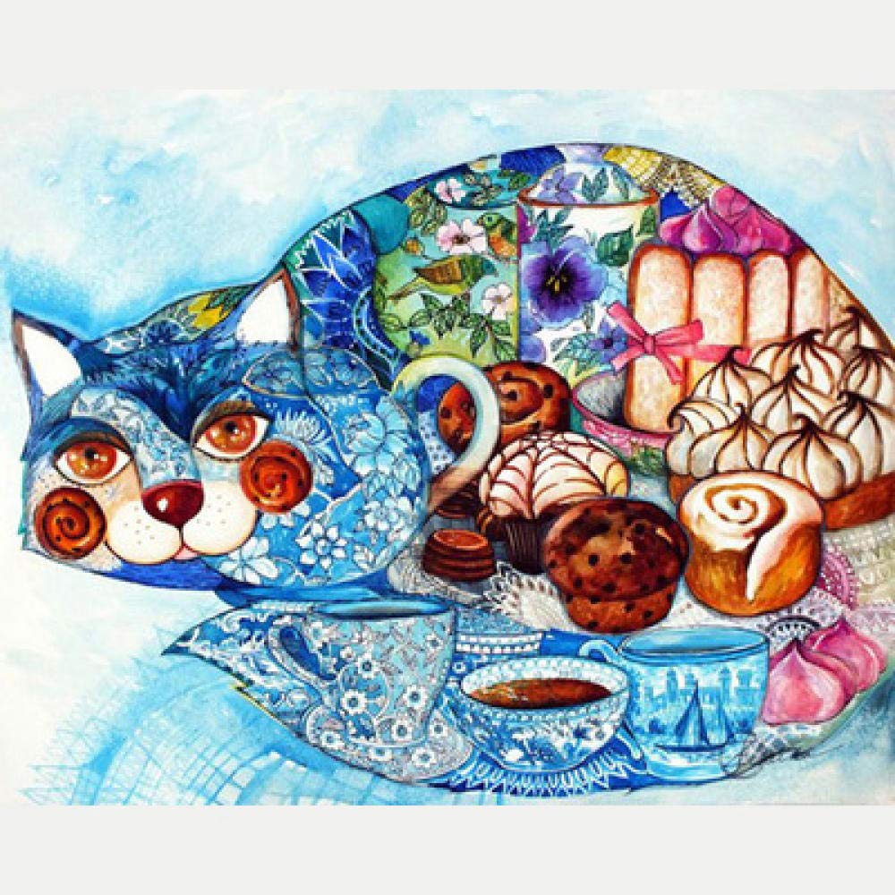 Broderie diamant chat bleu pour exprimer votre passion du fait main à travers l'art