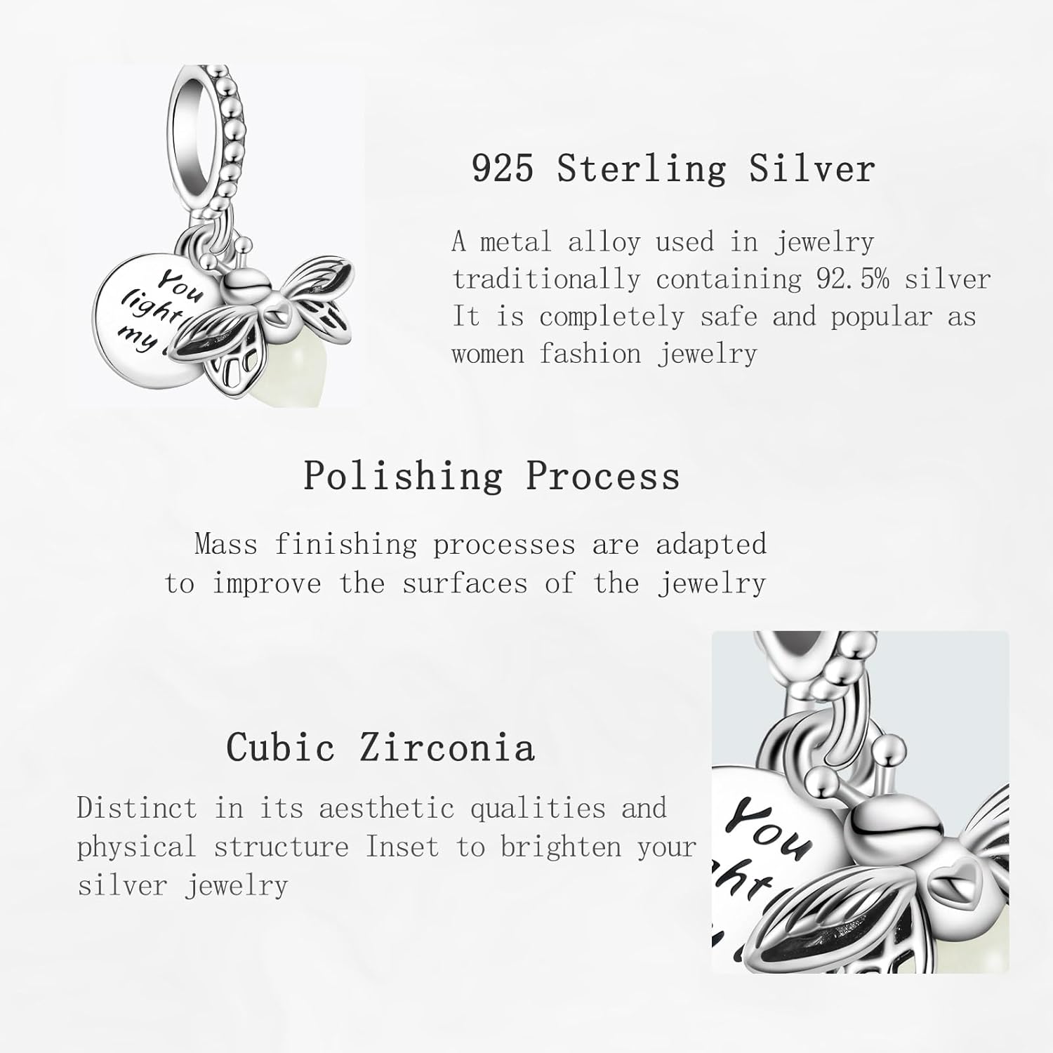 Charms Beads 925 Sterling Silver Animal Leaf Flower Travel Friend Heart Dangle Pendant with 5A Cubic fits for Charms Bracelets for Woman Valentine's Day Mother's Day Christmas Birthday Gift - Image 4