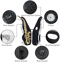 Vista 4 de Silenciador y eliminador de ruido para saxofón alto - Silenciador multifuncional con captación electrónica para principiantes, práctica en cualquier