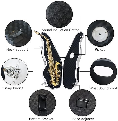 Miniatura 4 de Silenciador de saxofón alto y eliminador de ruido, silenciador electrónico multifuncional para principiantes, practica en cualquier lugar sin