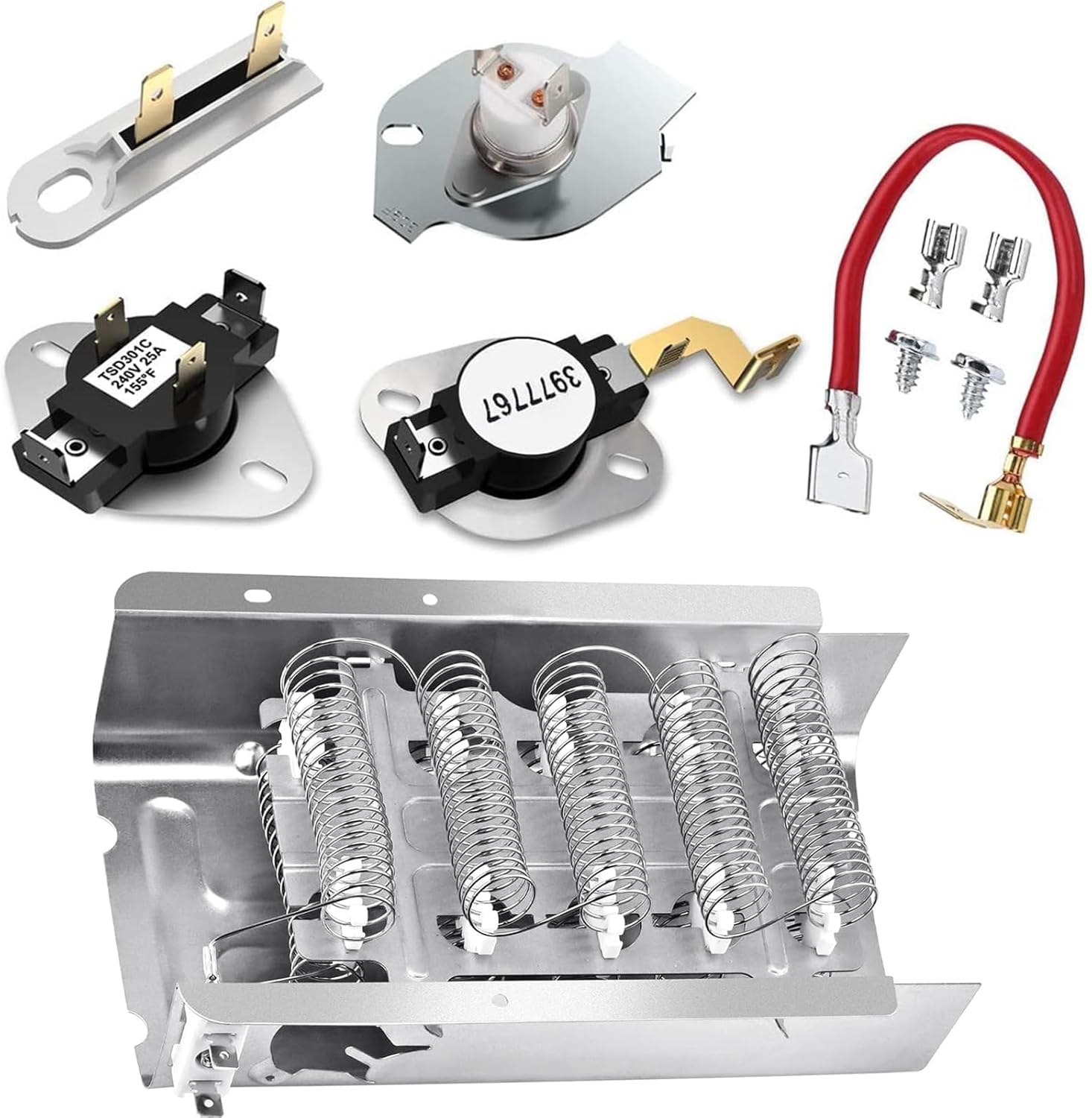 Upgrade 279838 for Whirlpool Kenmore Roper Maytag Amana Admiral Dryer Heating Element - Dryer Heating Element - Thermostat Thermal Fuse-medx655dw1 500 600 70 80 Series Model 110 Dryer Parts