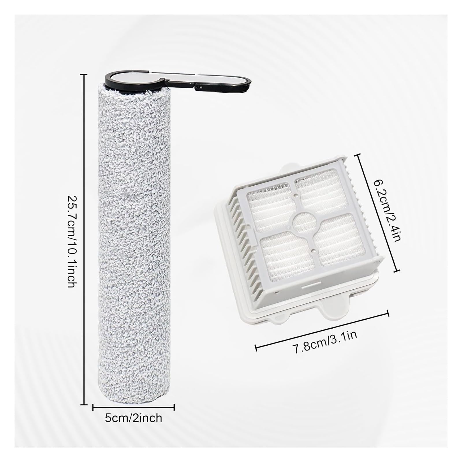 Piezas de Repuesto, compatibles con Roborock, F25 RT / F25 LT / F25 ALT / F25 Ace | Reemplazo de accesorios de filtro y cepillo de rodillo de aspiradora(3pcs)