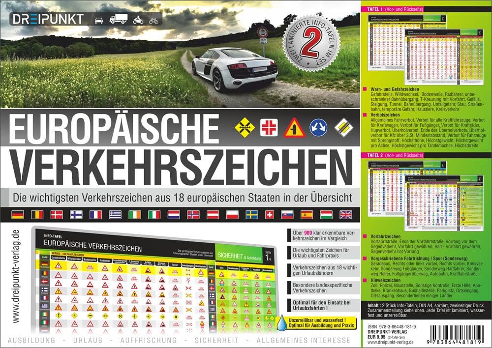 Europäische Verkehrszeichen: Die wichtigsten Verkehrszeichen aus 18 europäischen Staaten in der Übersicht