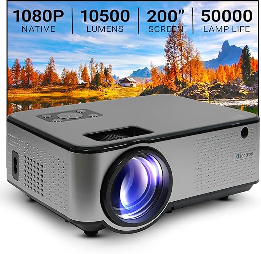 XElectron Android C9 Plus 1080p Native Resolution Full HD 4K Support Smart Projector | 508 cm Screen | 10500 Lumen (Brightest in Segment) | 4P+4D…