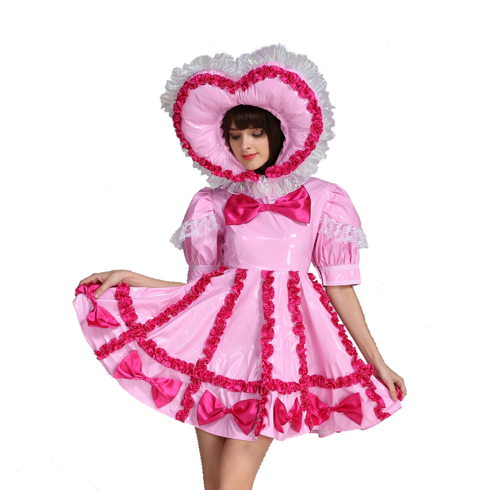 Buy GOceBaby Adult Baby Sissy Lockable Maid PVC Pink Dress Uniform ...