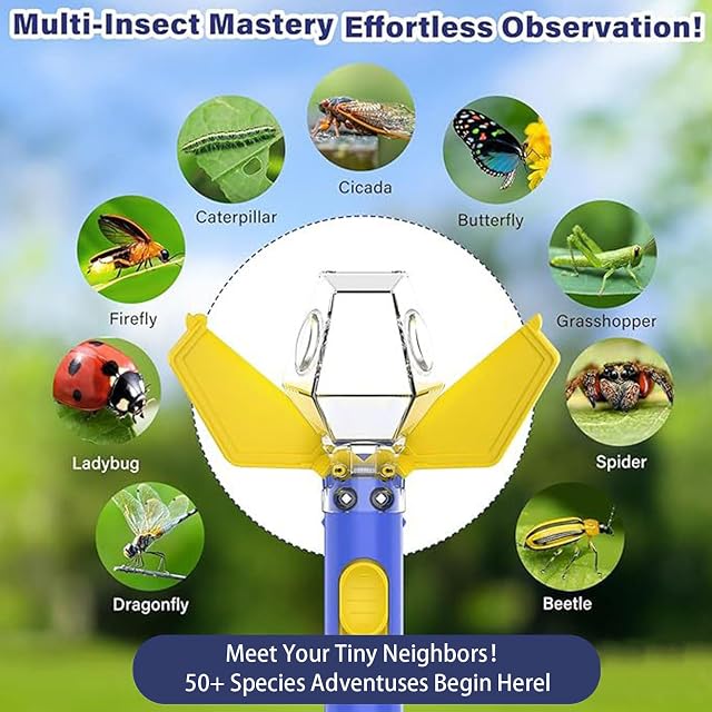 Foto 7 de 8 de Cazador de insectos para niños, atrapador manual con lupa 6X, para interiores y exteriores