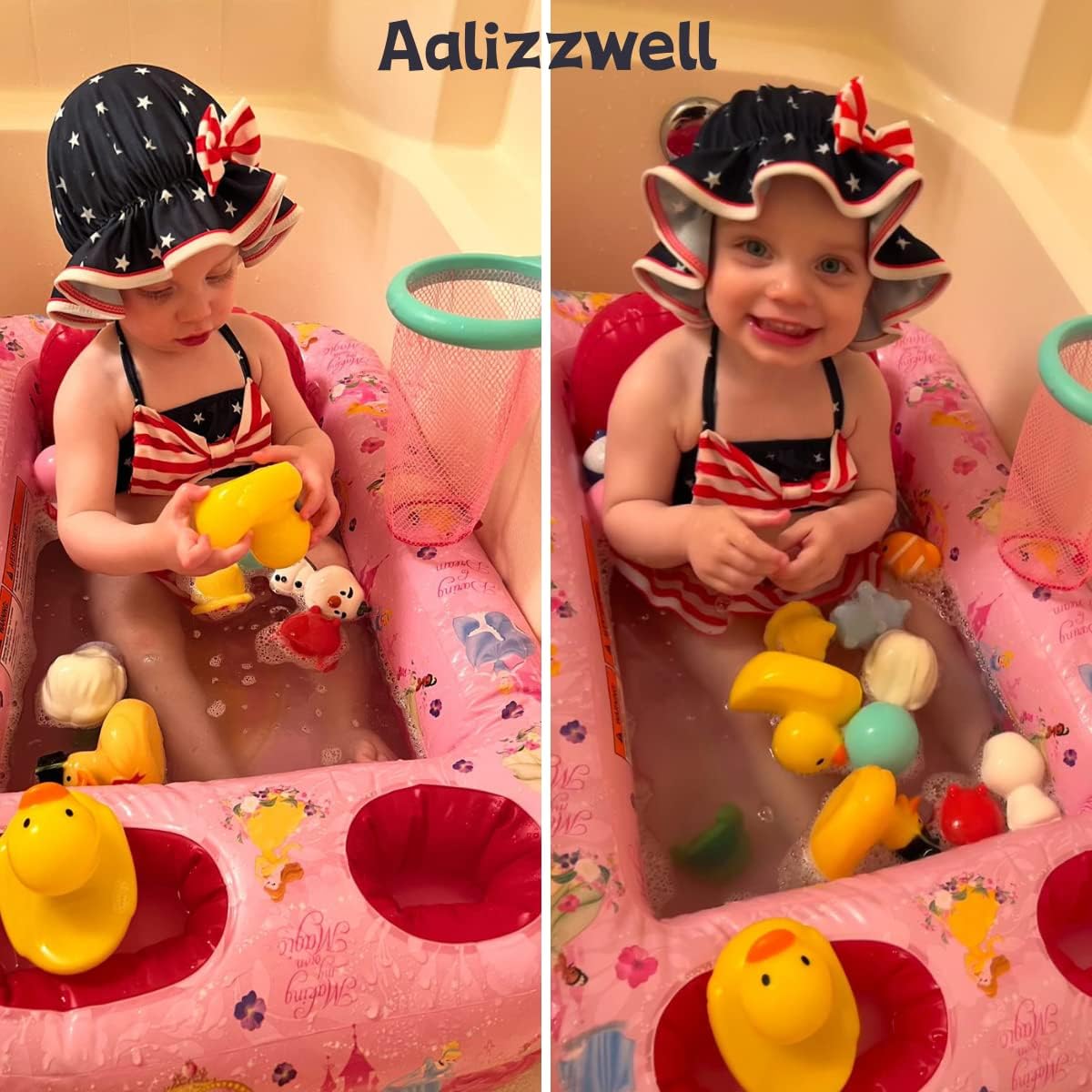 Aalizzwell Baby Girl 2-Piece Bikini Swimsuit with Hat - Image 3