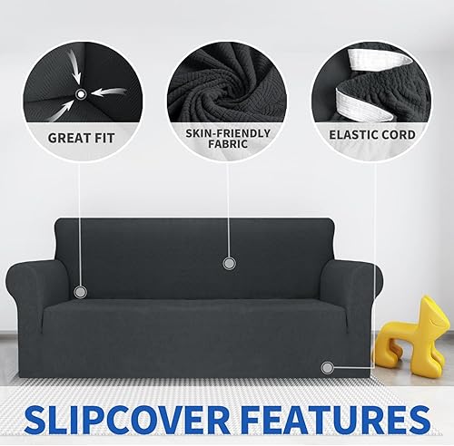 Miniatura 193 de MAXIJIN Funda súper elástica para sofá de 3 cojines, funda universal de 1 pieza para sofá de sala de estar, protector de muebles de elastano, apto