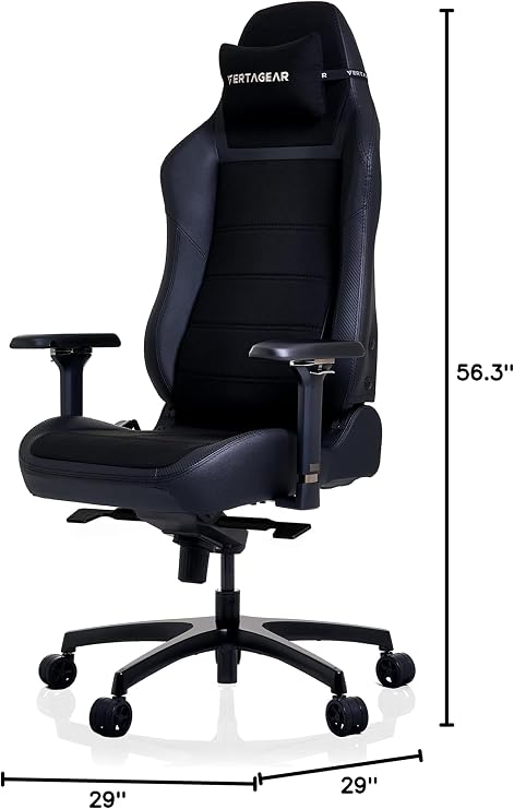 VERTAGEAR PL6800 Ergonomic Big & Tall Gaming Chair Featuring ContourMax Lumbar & VertaAir Seat Systems - Carbon Black
