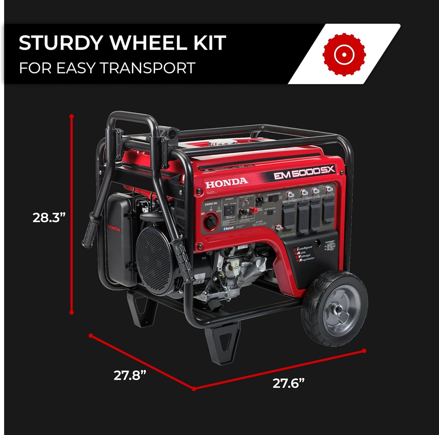 Honda EM5000SX 5000 Watt Generator with Electric Start, Quiet 120/240V Gas Powered Backup Generator for Home and Larger Equipment, Up to 10.5 Hour Run Time (EM5000SXK3AN)