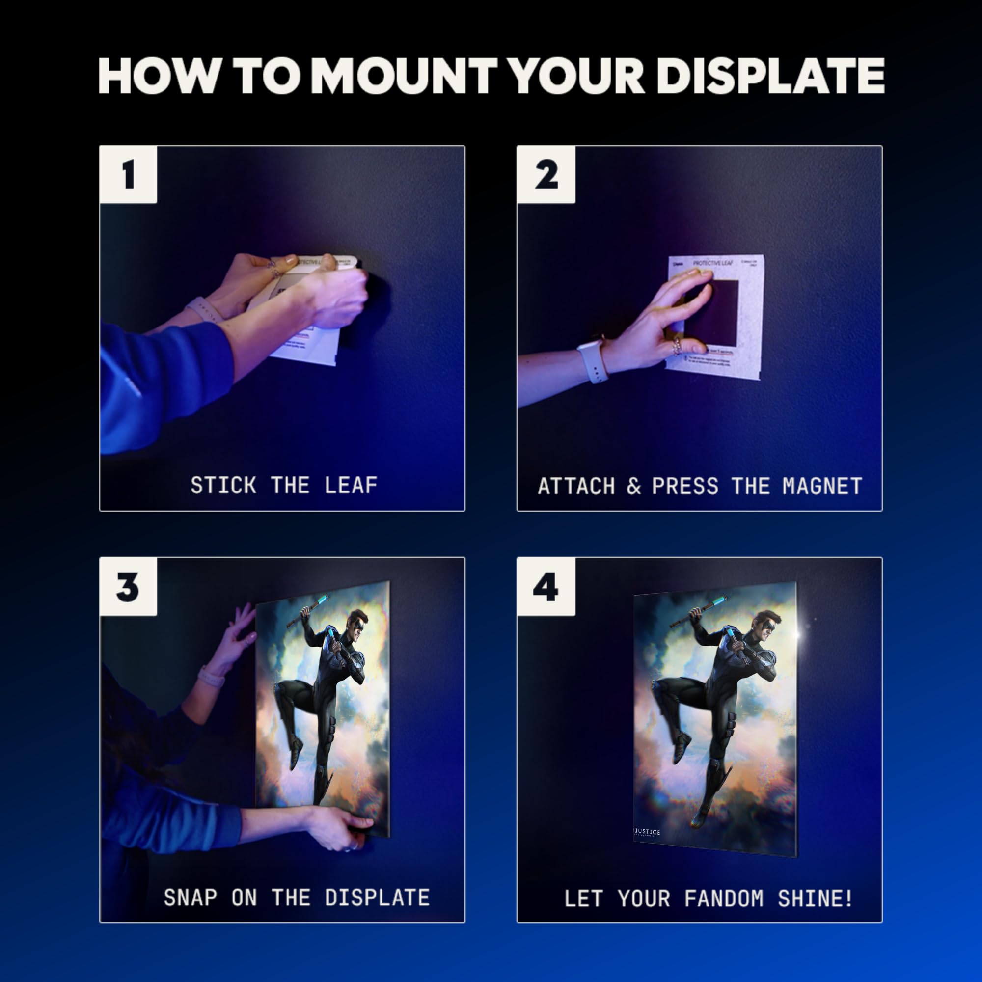 Displate Metall poster DC Comics Nightwing Größe M | Bilder Wanddeko Wohnzimmer & Schlafzimmer Wandbilder, Geschenk. Wandkunst mit Magnet-Befestigung, ohne Bohren.