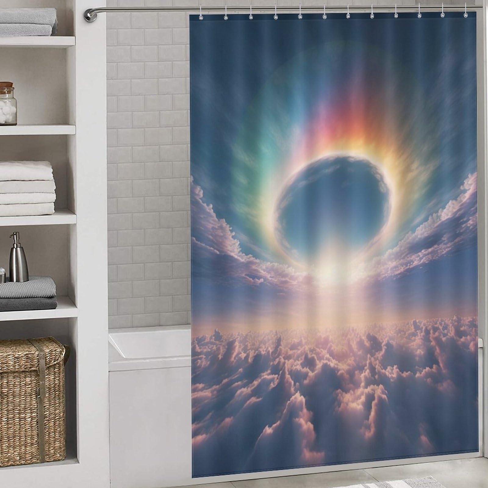 Rideaux de douche en imperméable paysage 152x183cm pour baignoire salle de bain
