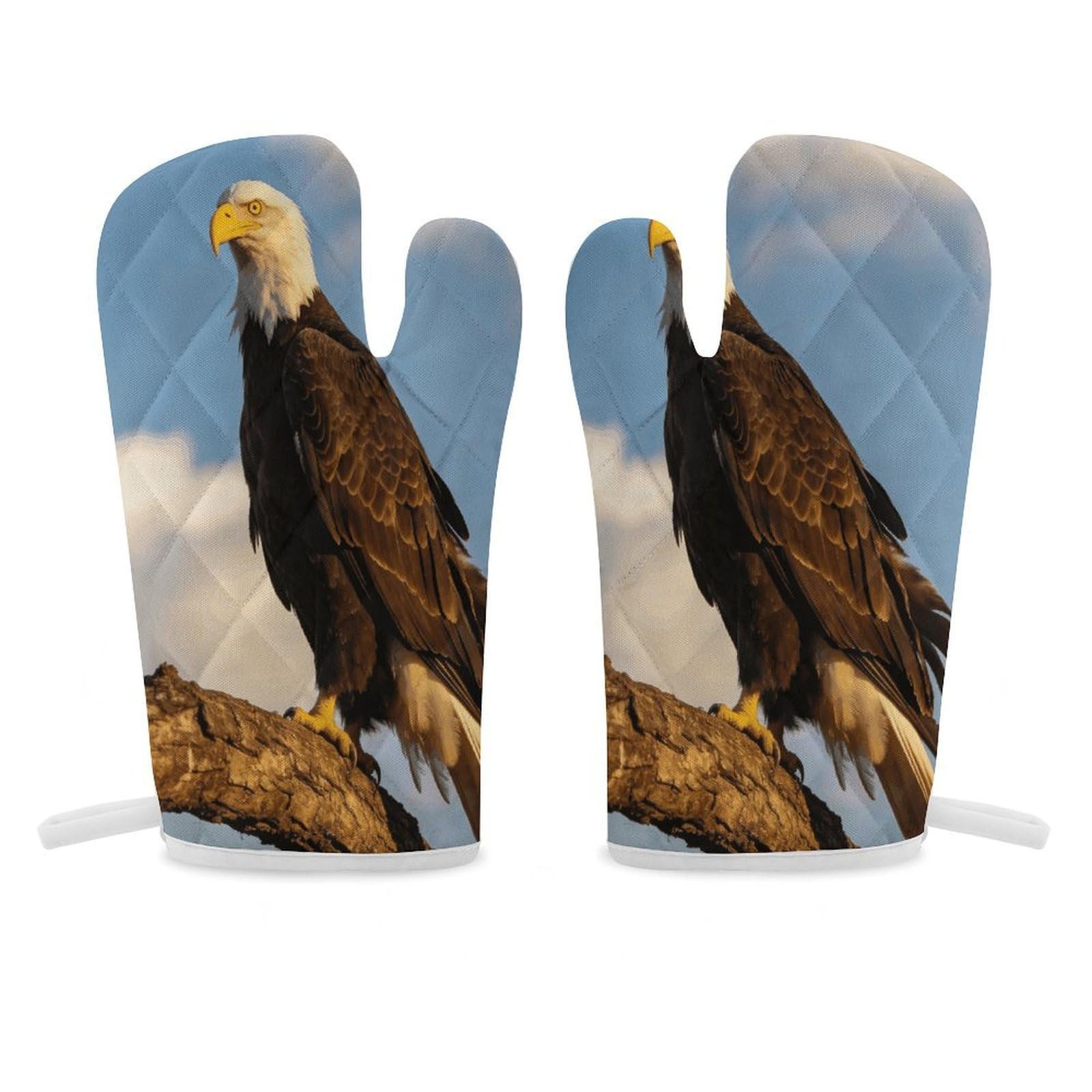 Bald Eagle Oven Mitt Heat Resistant Potholder Set,Durable Oven Gloves for Gifts,Glove Pot Holder for Cooking Baking Grilling BBQ