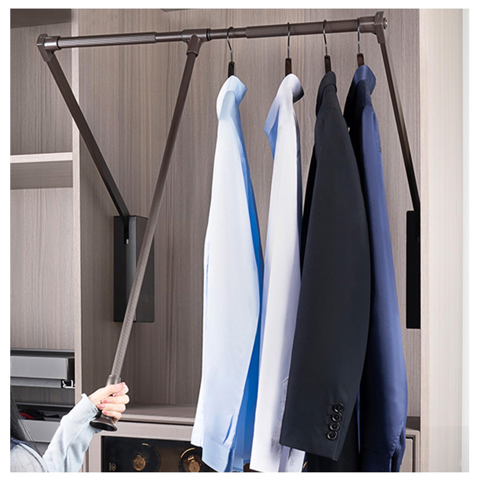 Tringles de garde-robe rétractables 33 LB avec amortisseur pour placard
