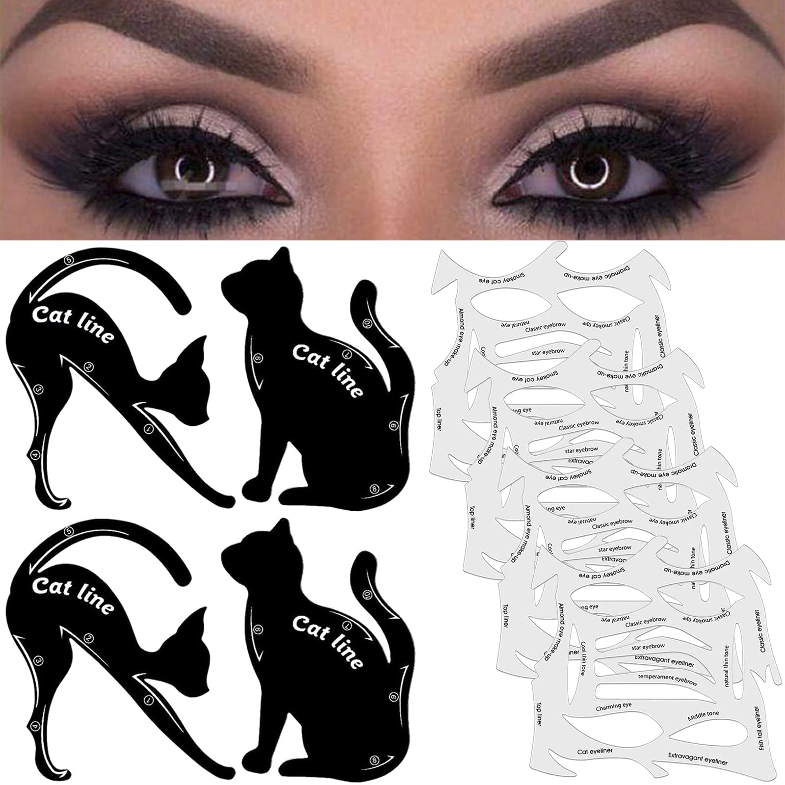 Buy 8Piece Cat Eyeliner Stencil Stickers, 27 Styles Professional Stamp