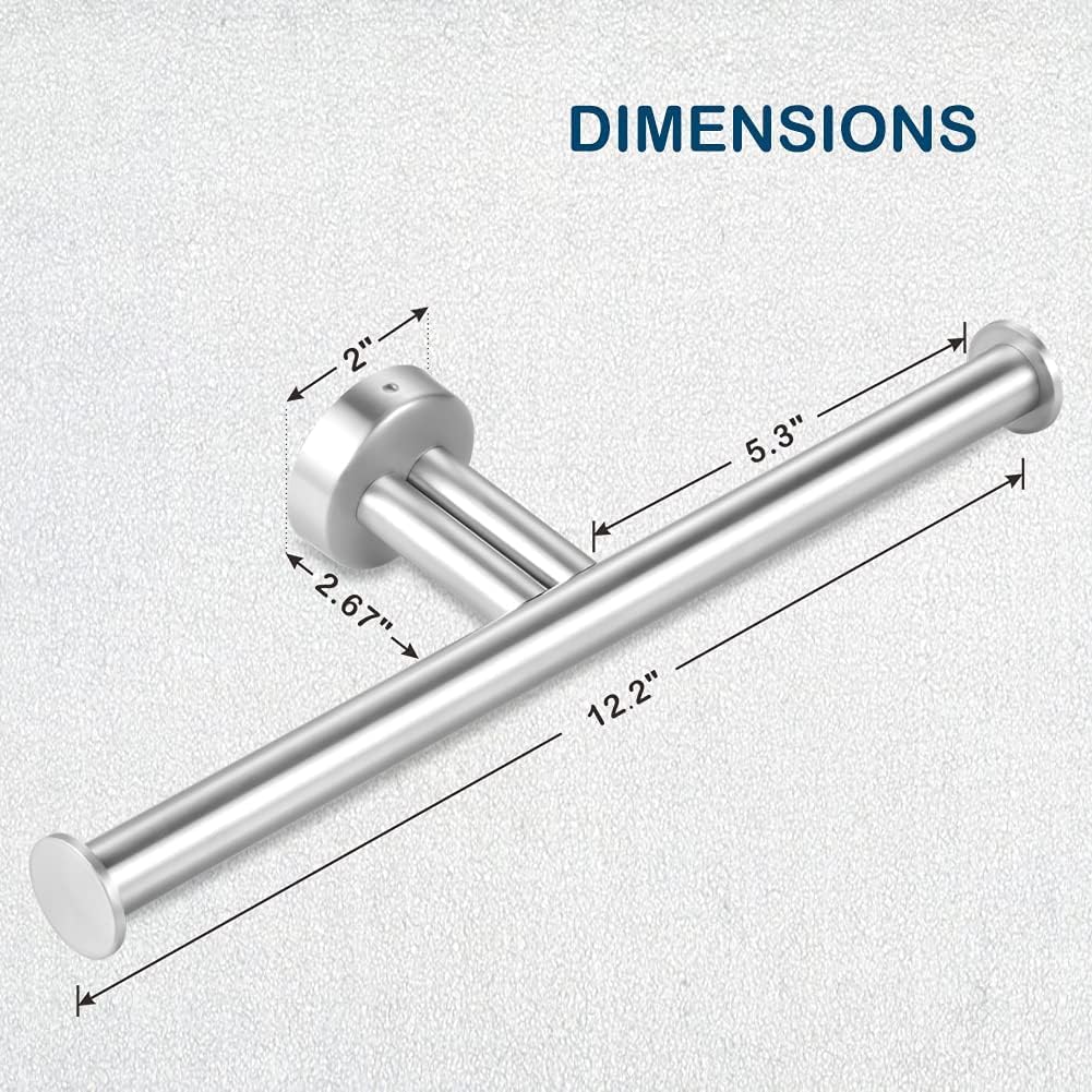 Double Roll Toilet Paper Holder Wall Mounted for Bathroom Brushed Nickel, SUS304 Stainless Steel 2 in 1 Dual Tissue Roll Holder for Holding 2 Toilet Rolls