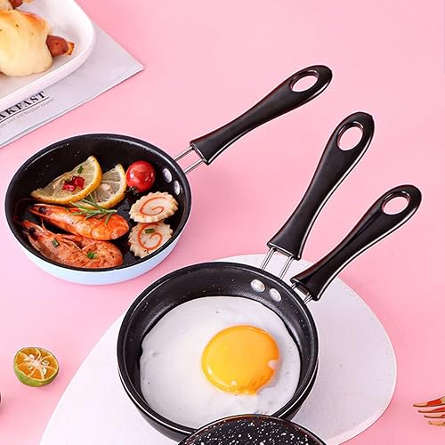 Miniatura 5 de Mini sartén, huevos de acero inoxidable, panqueques para evitar el palo, olla de inducción redonda para desayuno, sartén pequeña con mango largo,