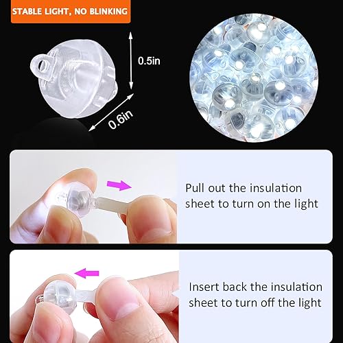 Miniatura 24 de 100 mini luces LED, globos LED iluminados para decoraciones de fiesta, luces de fiesta de neón para linterna de papel, huevos de Pascua, fiesta