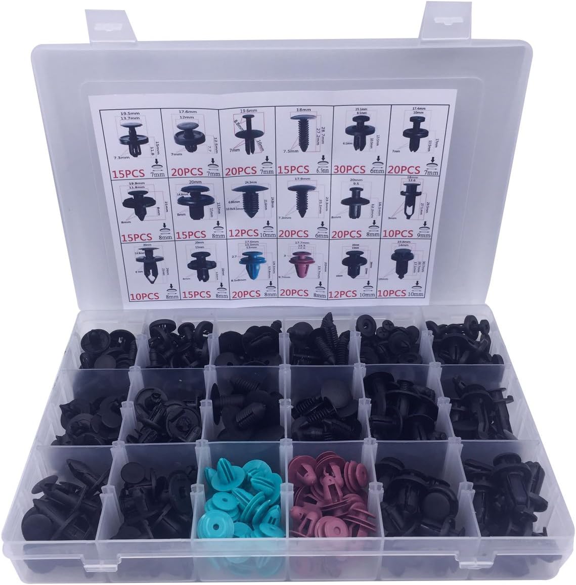Lantee 299Pcs Car Bumper Door Panel Trim Retainer Clips Assortment Kit, Nylon Push Fasteners Rivets Fit for Acura/BMW/Chrysler/Ford/GM/Honda/Infiniti/Isuzu/Lexus/Mazda/Mitsubishi/Nissan/Suzuki/Toyota