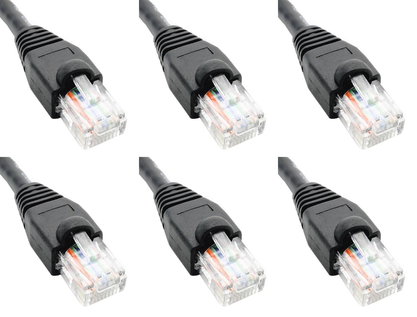 Zestaw 6 sztuk - czarny kabel sieciowy Ethernet Cat6 Lan Internet Patch Cord RJ45 Gigabit