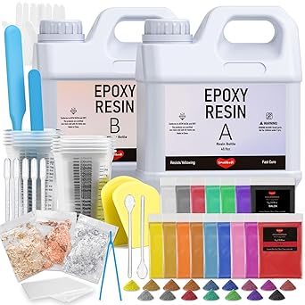 Smallbudi 80oz Crystal Clear Epoxy Resin Kit,Casting and Coating with 19 Pack Mica Powder