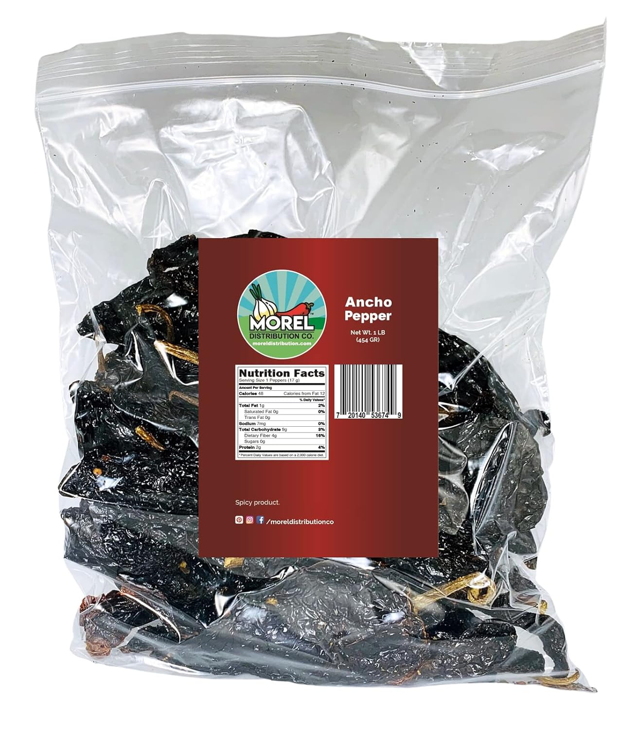 Dried Ancho Chile Peppers, Chili Ancho 4 oz, 8 oz and 1 lb (1 LB)