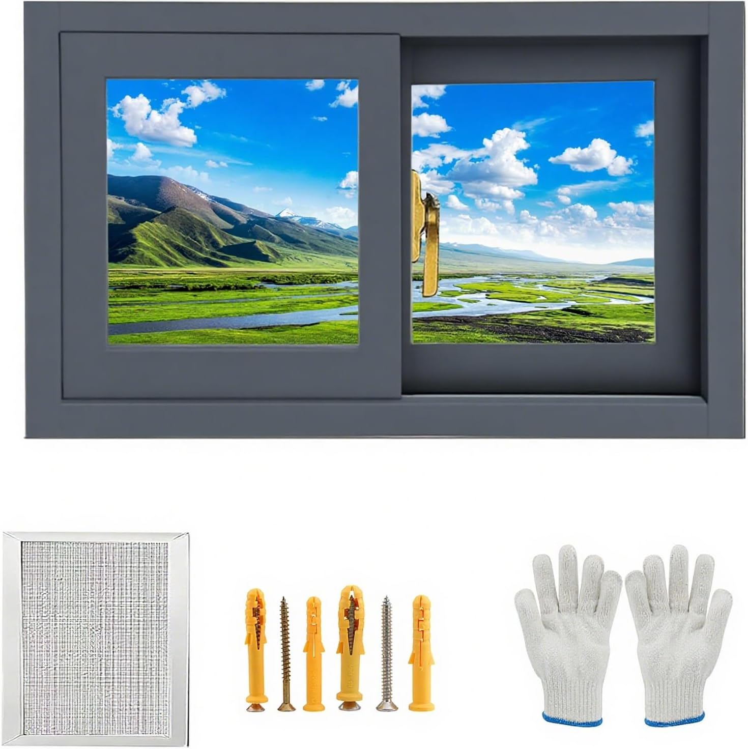 Ventana corrediza aluminio 2 hojas 80x30 cm blanco