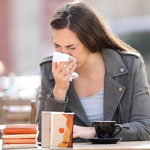 Miniatura 26 de Paquete de 24 pañuelos de tamaño de viaje, paquete delgado de 3 capas, tamaño cartera, pañuelos de bolsillo para viajes, bodas, fiestas, 6 estilos