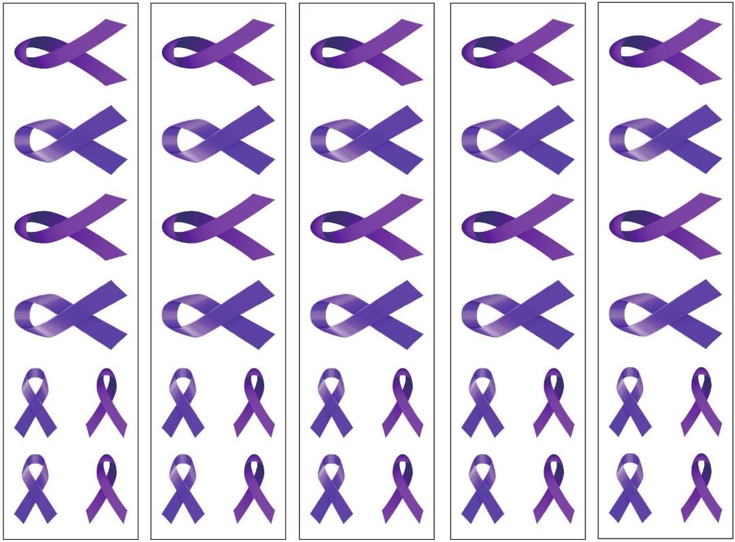 40 Purple Ribbon Temporary Tattoos: Pancreatic Cancer Awareness Tattoo