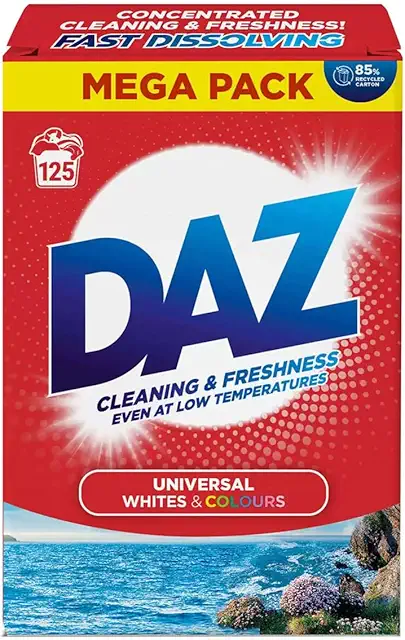 Daz Washing Powder 125 Washes - Family Laundry Detergent for Whites & Stains