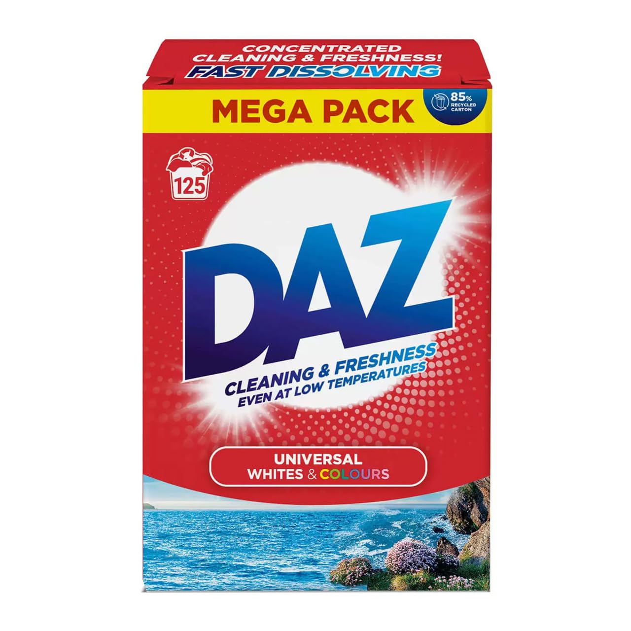 Daz Washing Powder 125 Washes – Family Pack Laundry Detergent for Brilliant Whites & Powerful Stain Removal – Long Lasting, Fresh Scent. 6.25kg