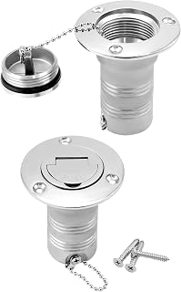QWORK Boat Fuel Deck Fill/Filler with Keyless Cap - Marine Grade Stainless Steel 316, 1-1/2" (38mm) Mirror- Polished