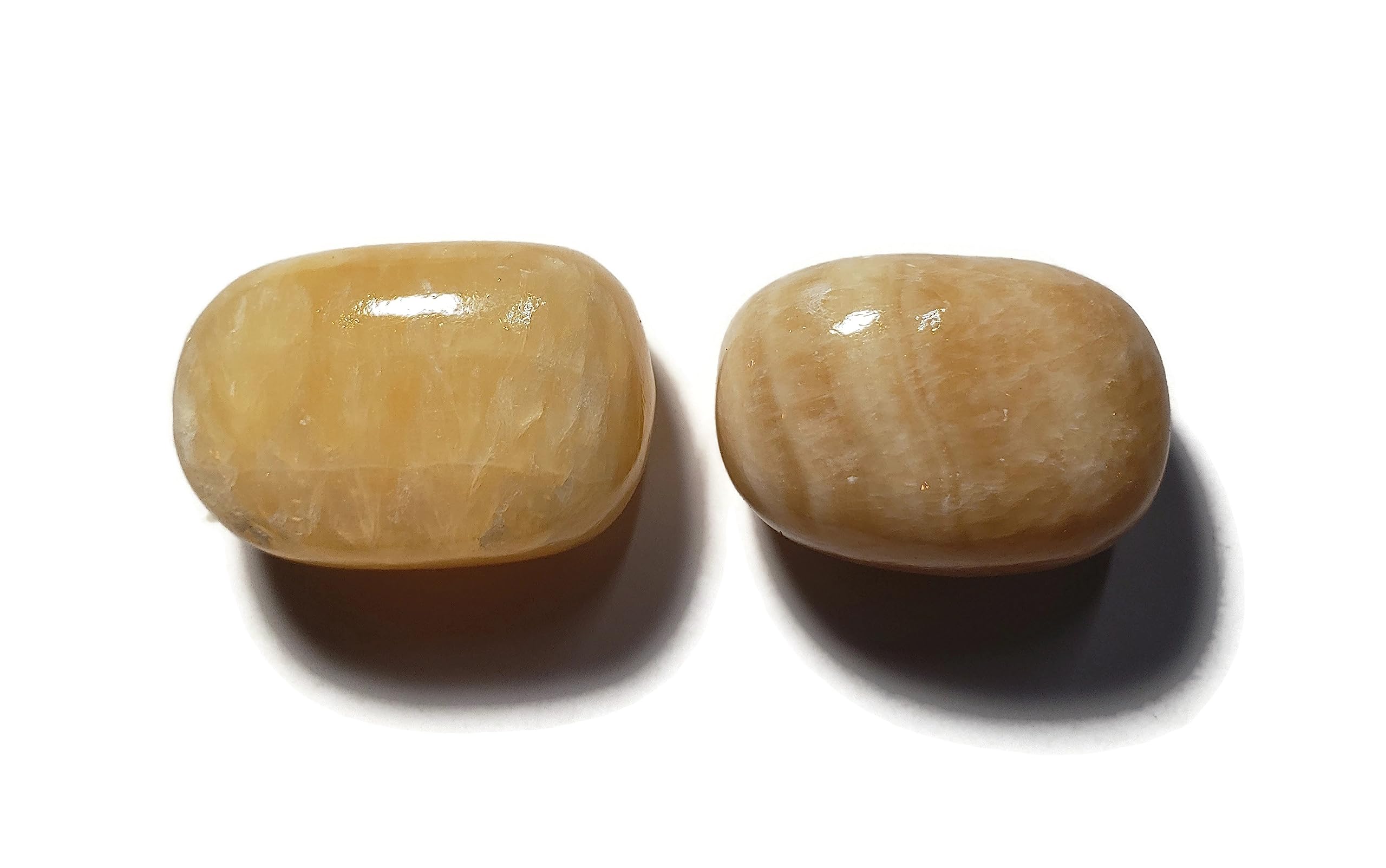 2pc Orange Calcite 27 32mm Tumbled And Polished A Grade