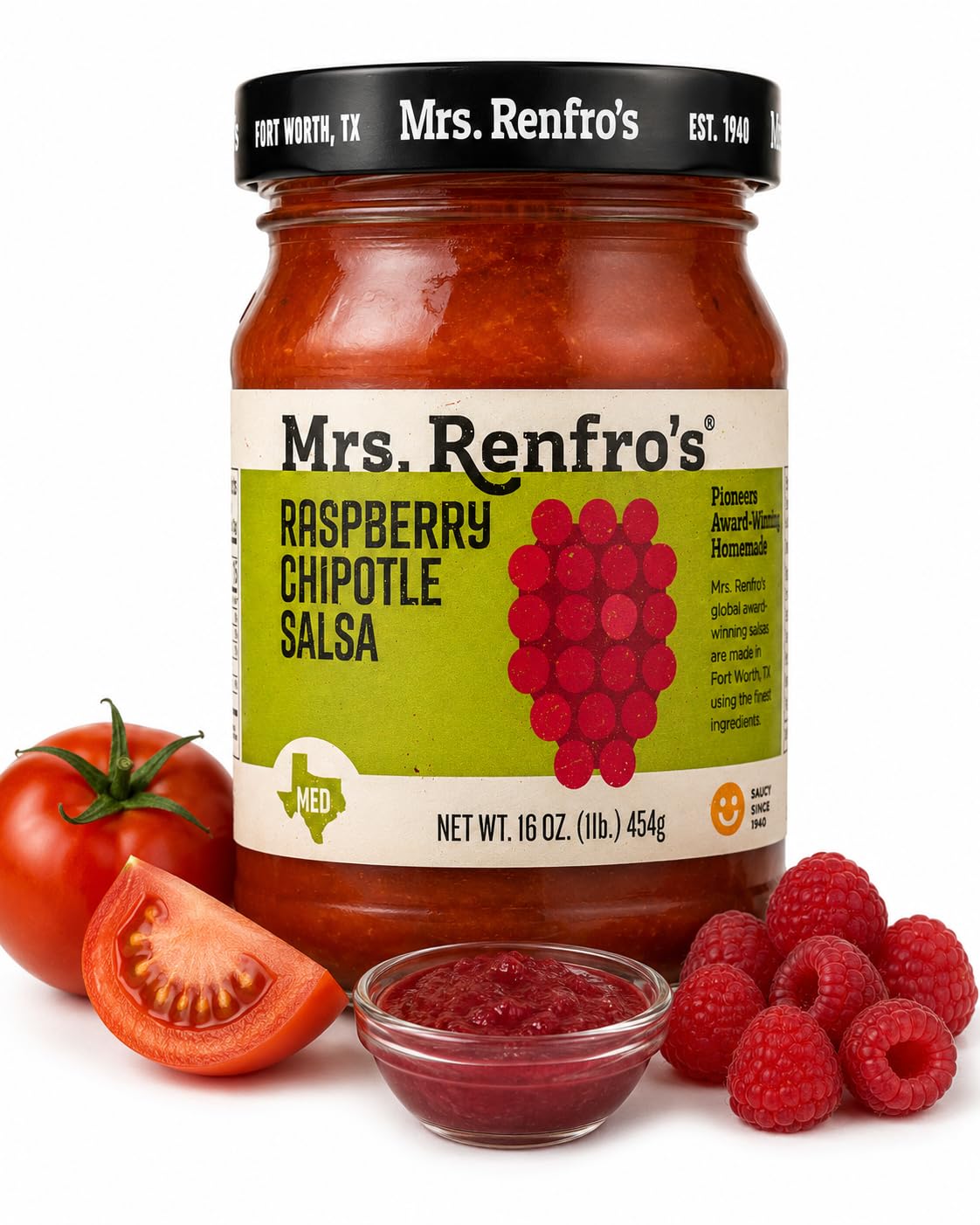 Mrs. Renfro's Salsa Chipotle, Raspberry, 6x16oz