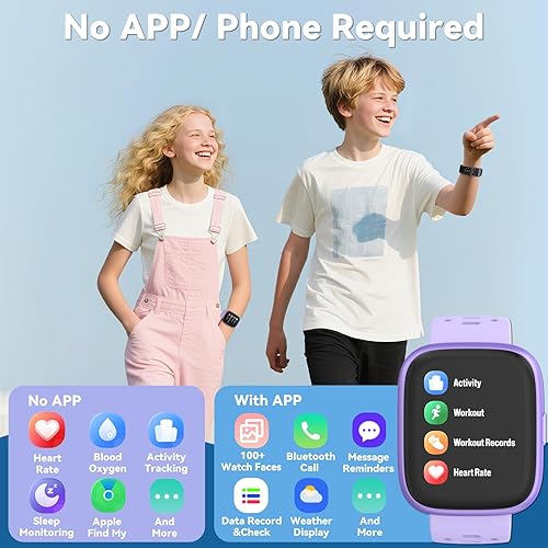 Miniatura 2 de Rastreador de actividad física para niños, no necesita aplicación, no necesita teléfono, compatible con Apple Find My, reloj inteligente de 1.83