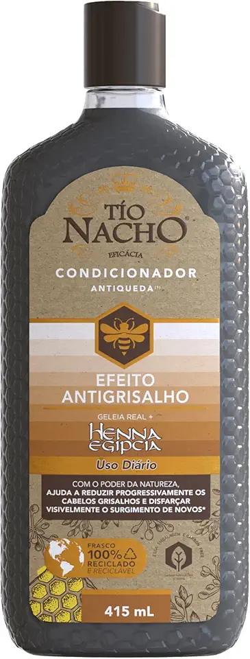 Condicionador Tio Nacho Antiqueda Antigrisalho com Henna Egípcia e Geleia Real para Cabelos Grisalhos e Fracos, 415 ml