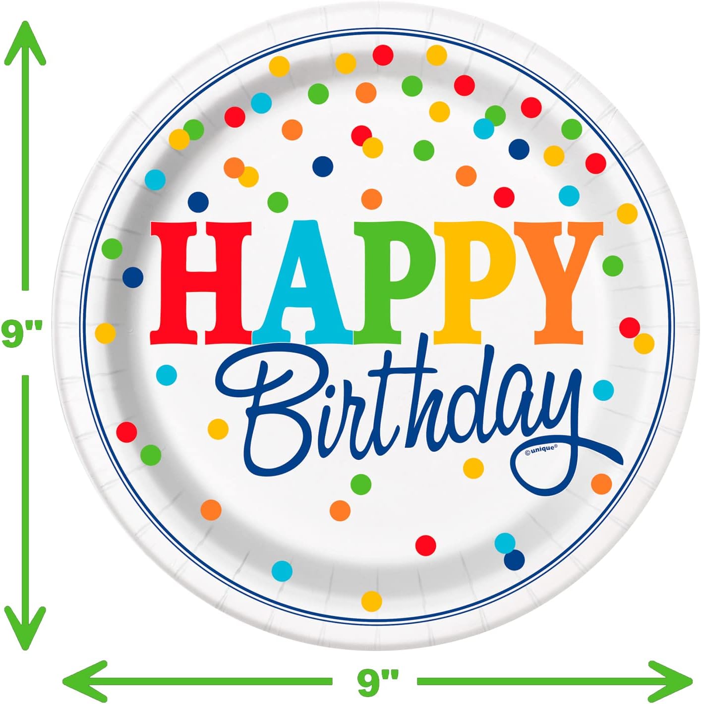 Lobyn Value Packs Polka Dot Birthday Party Plates and Napkins Set – 32 Piece Colorful Disposable Tableware – Includes 16 9-Inch Plates and 16 Napkins – Fun Multicolor Dot Design Hbd Dots image 4 of 7 B0B75MN5K8