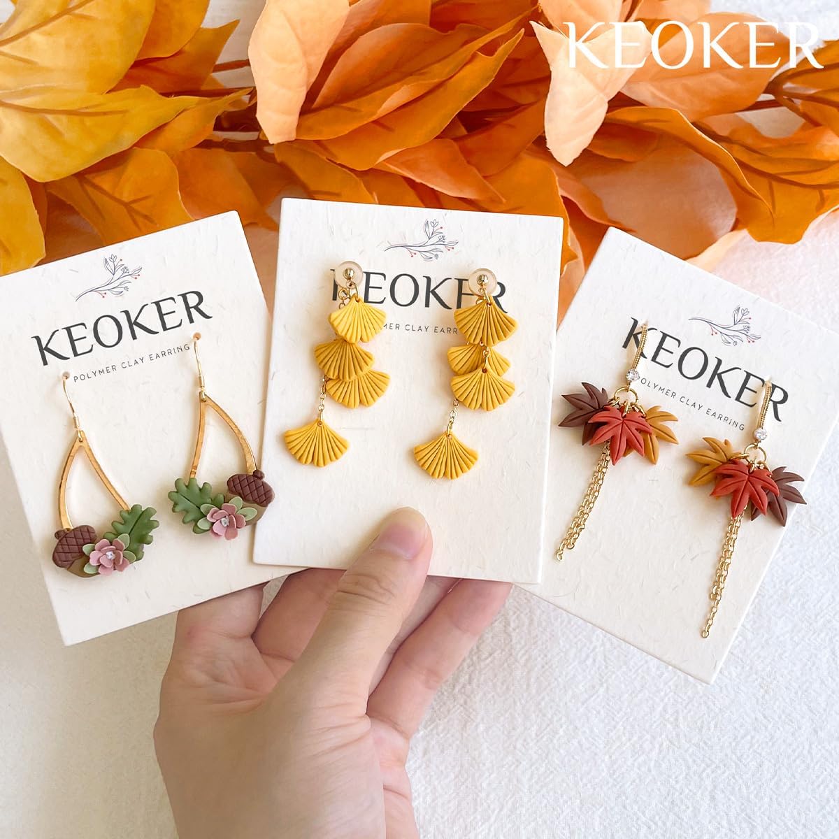 KEOKER Fall Polymer Clay Cutters - 17 Shapes Earring Cutters for Jewelry Making, Pumpkin Shapes Included