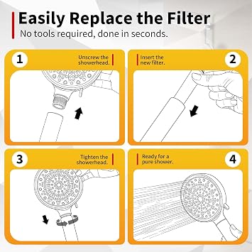 8-Pack Filter Cartridges Compatible with Cobbe Handheld Showerheads