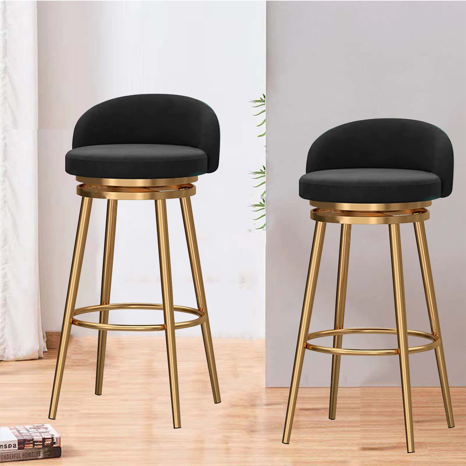 Chaises de bar rotation 360 rembourrées avec dossier lot de 2
