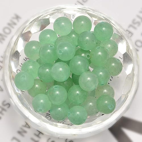 Miniatura 2 de 200 cuentas sueltas de venturina verde de 0.32pulgadas (8mm) para joyería, cuentas semipreciosas naturales redondas y suaves con espaciador