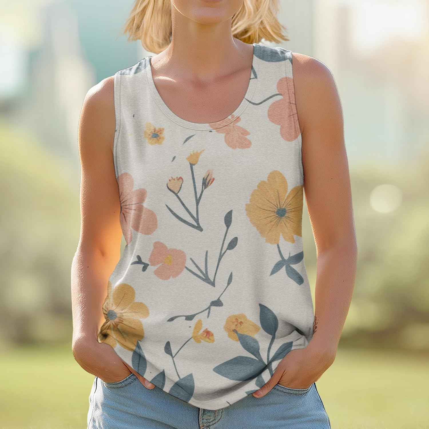 Stylish Women's Crewneck Tank Tops Outdoor Trendy Beach Party Pullover Cropped Sleeveless Tshirts for Summer - Image 2