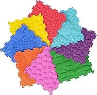 AKIMRABY 8-Pack Sensory Mats for Kids Autism - Soft Silicone Textured Floor Tiles, Interlocking Puzzle for Sensory Play & Balance Training